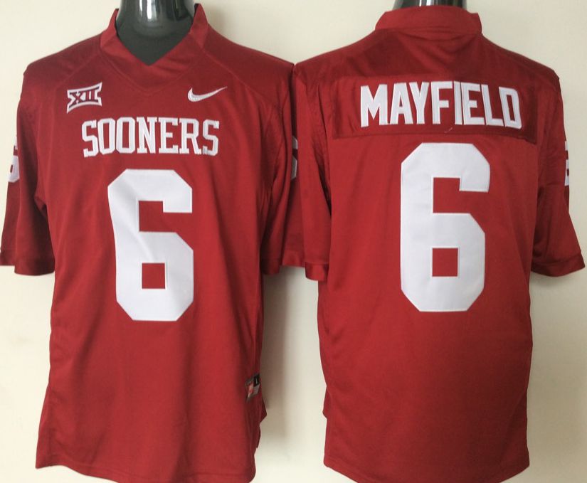 Men Oklahoma Sooners #6 Mayfield Red Nike 2025 NCAA Jersey